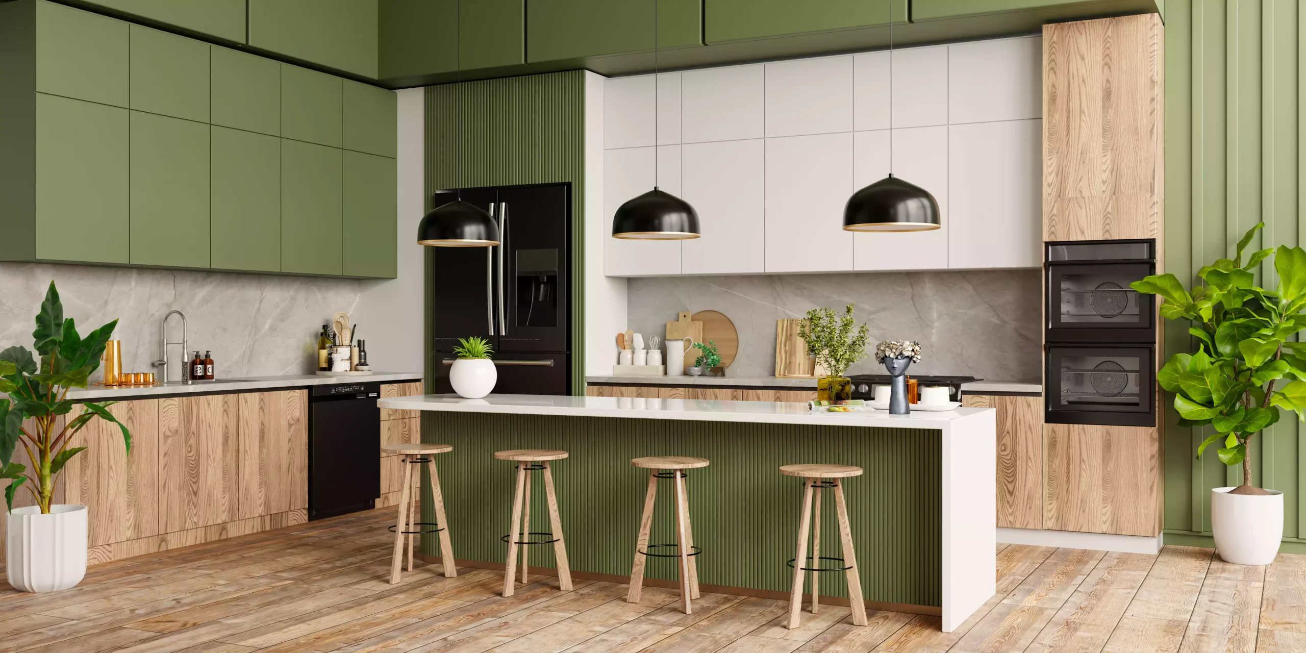 cocina verde oliva
